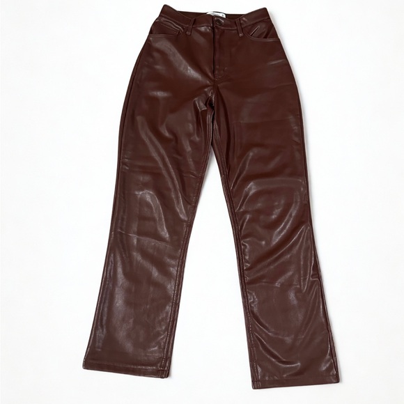 Abercrombie Brown Faux Leather Pants | Ultra High Rise | Curve Love | Size 27 - Picture 4 of 12